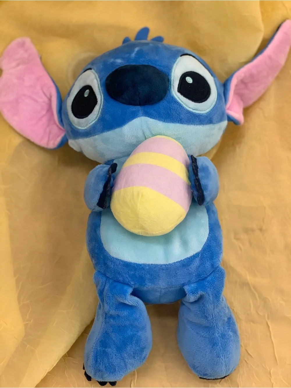 Disney Baby Stitch Plush Blue Holding Pastel Egg plush Toy- collectible